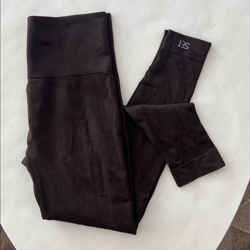 SET ACTIVE 2 Piece Set - Sculptflex Zip Jacket & Leggings Espresso Brown L/XL - Picture 5 of 8